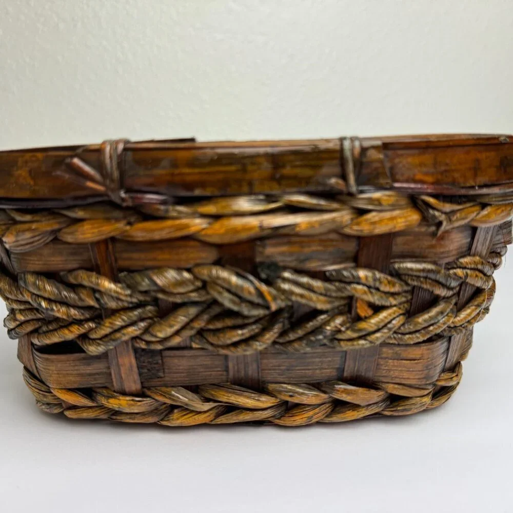 NEW Vintage Bamboo Wicker Hanakago Basket Lackered